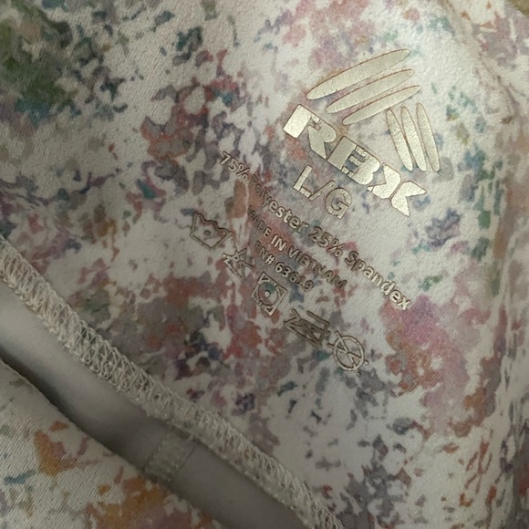 Reebok RBX Active Wear Leggings Watercolor Floral White - Pockets Women's Large - Picture 3 of 5